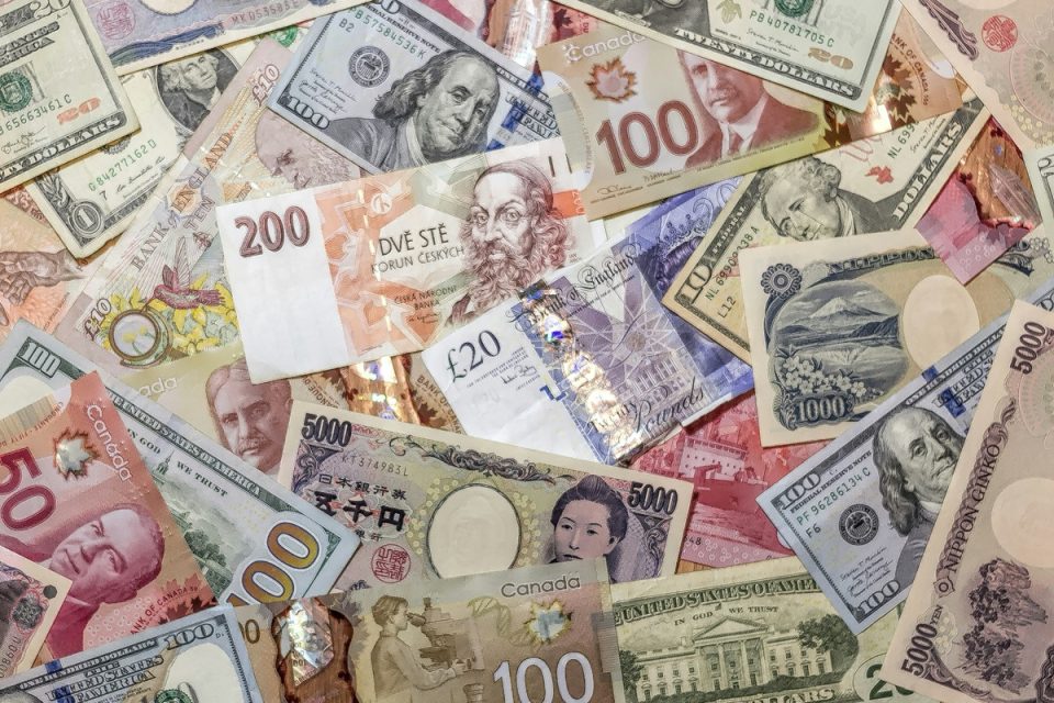 Various types of currencies.