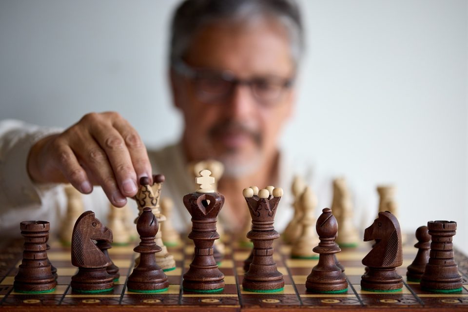 A man playing chess.